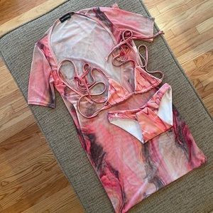 Bikini + Sheer Cover-Up Dress